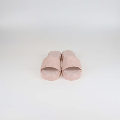 Valentino Pink Rubber Rose Atelier Slide Sandals