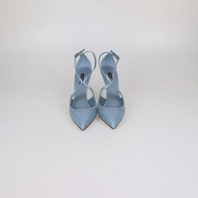 Dolce & Gabbana Blue Lizard Embossed Leather Ankle Strap Pumps