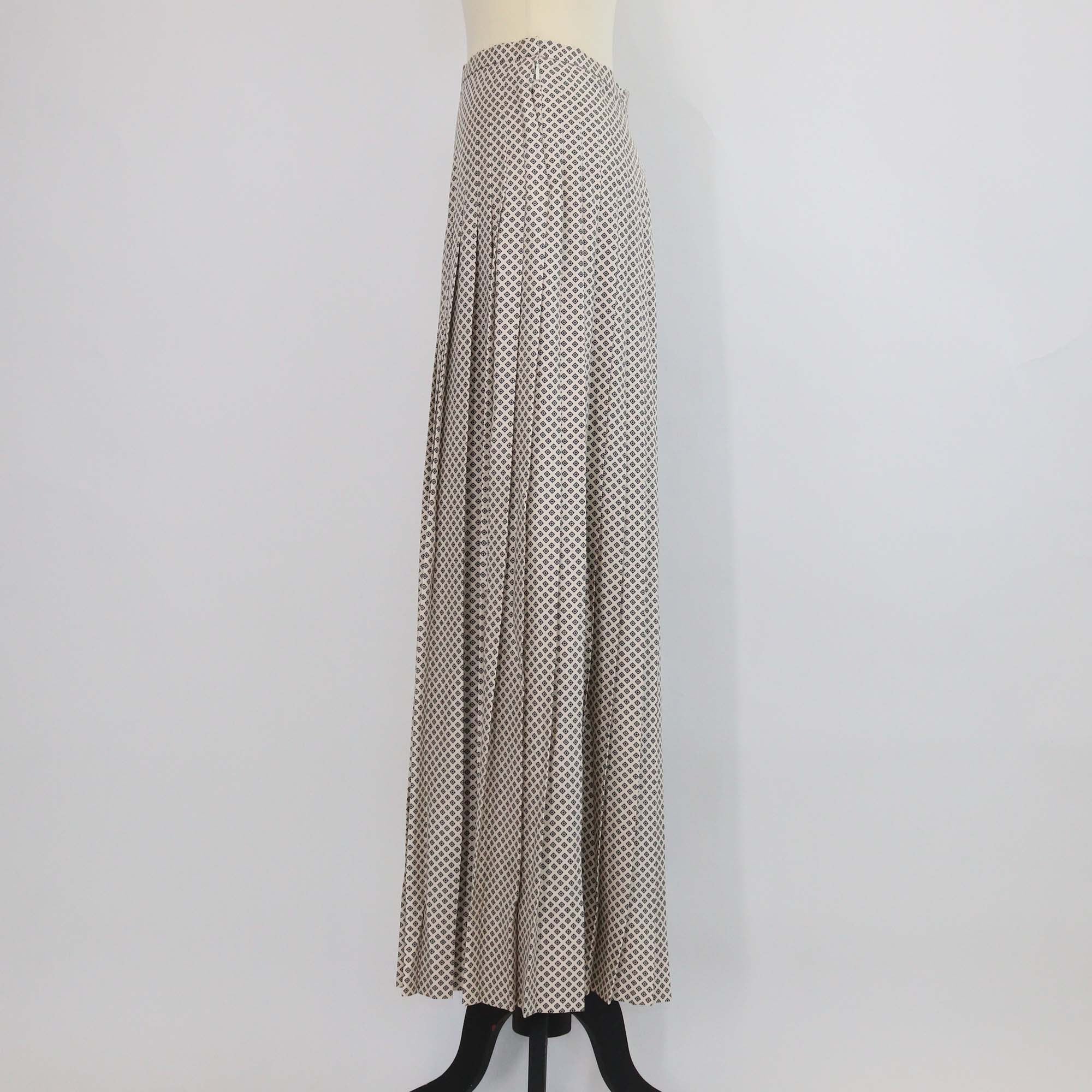 Loro Piana Ivory Green Red Silk Clea Maxi Skirt