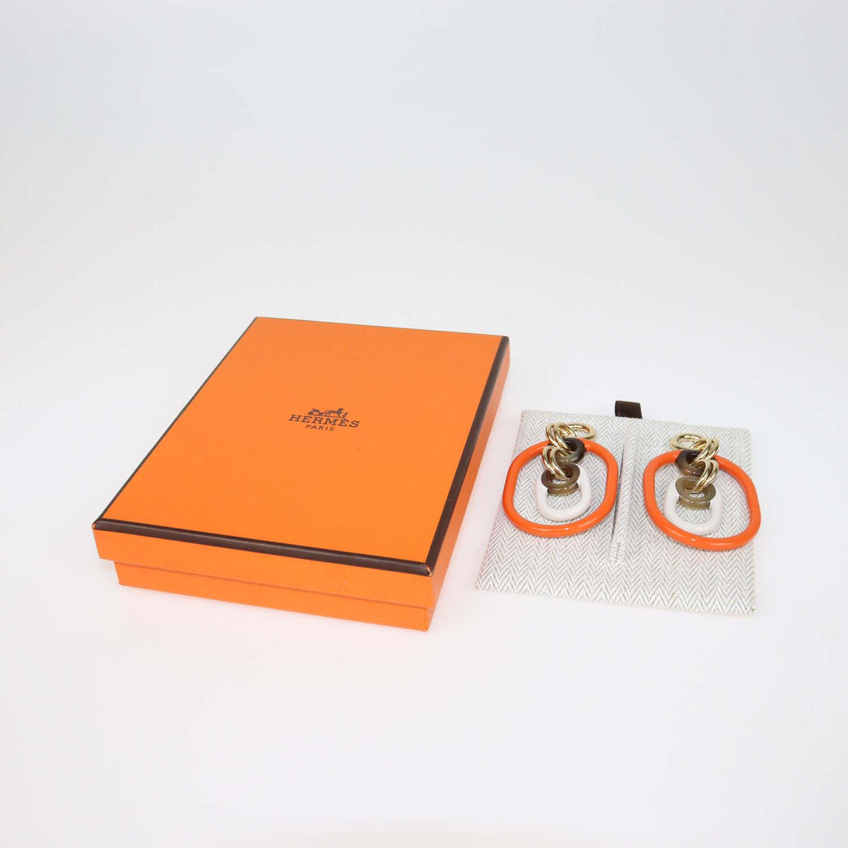 Hermes Multicolor Lacquered Horn Permabrass Eurydice Large Earrings