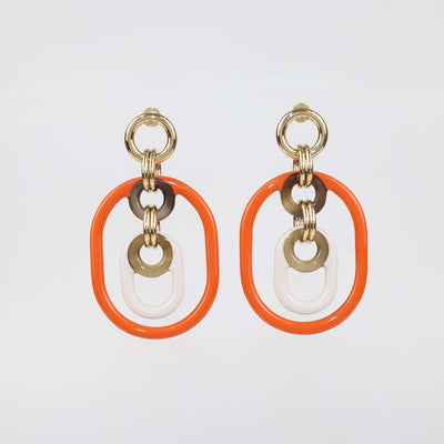 Hermes Multicolor Lacquered Horn Permabrass Eurydice Large Earrings