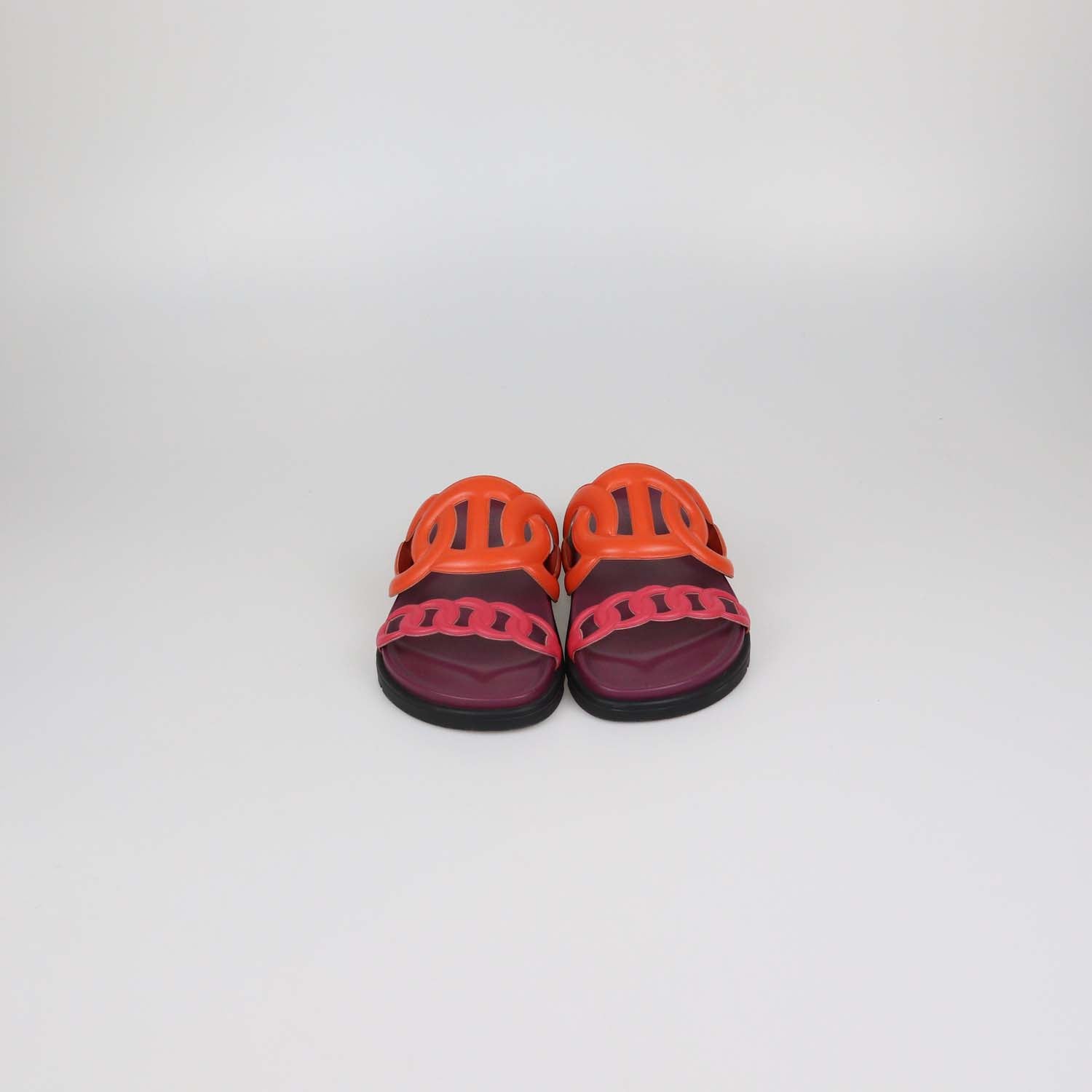 Hermes Orange/Pink Leather Extra Sandals
