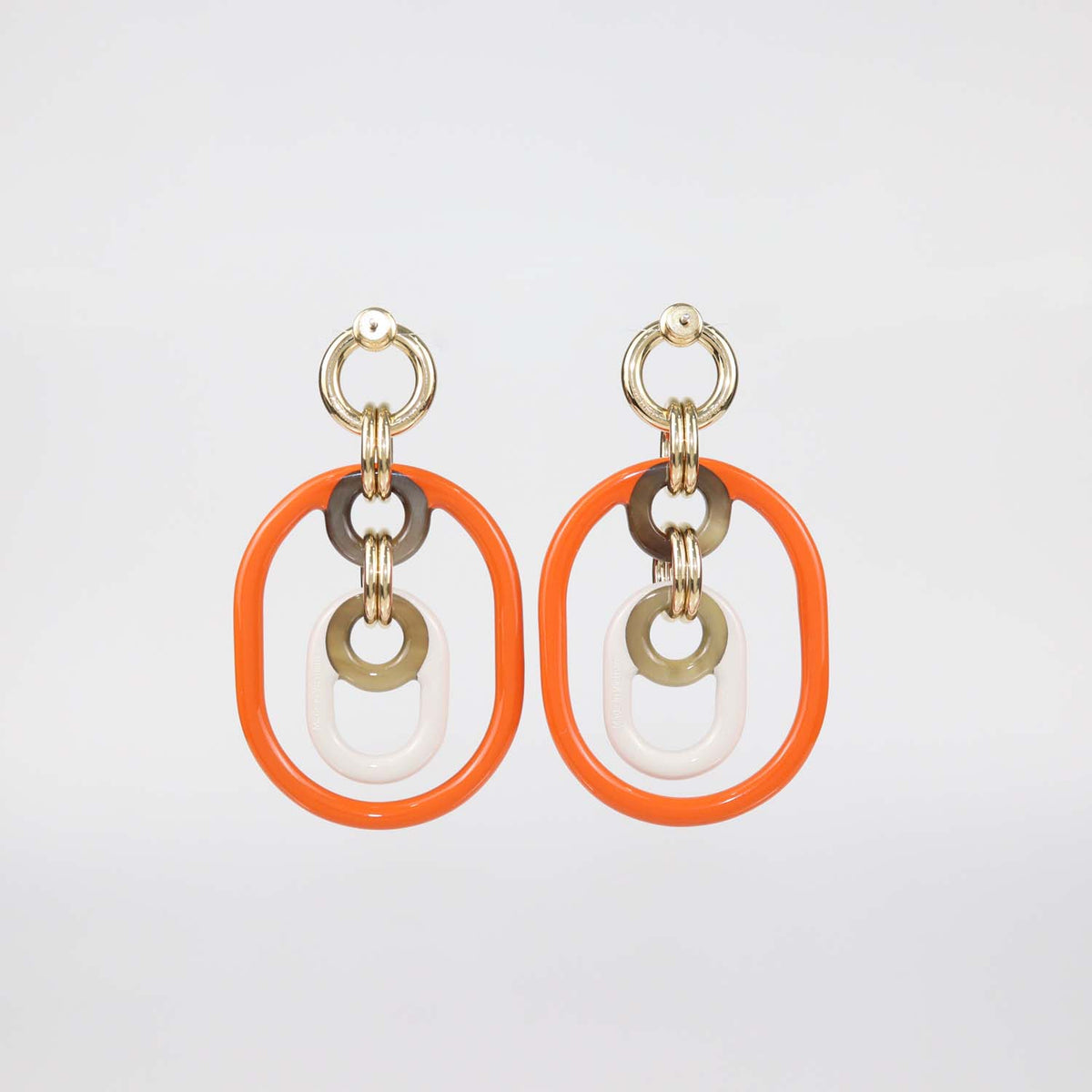Hermes Multicolor Lacquered Horn Permabrass Eurydice Large Earrings