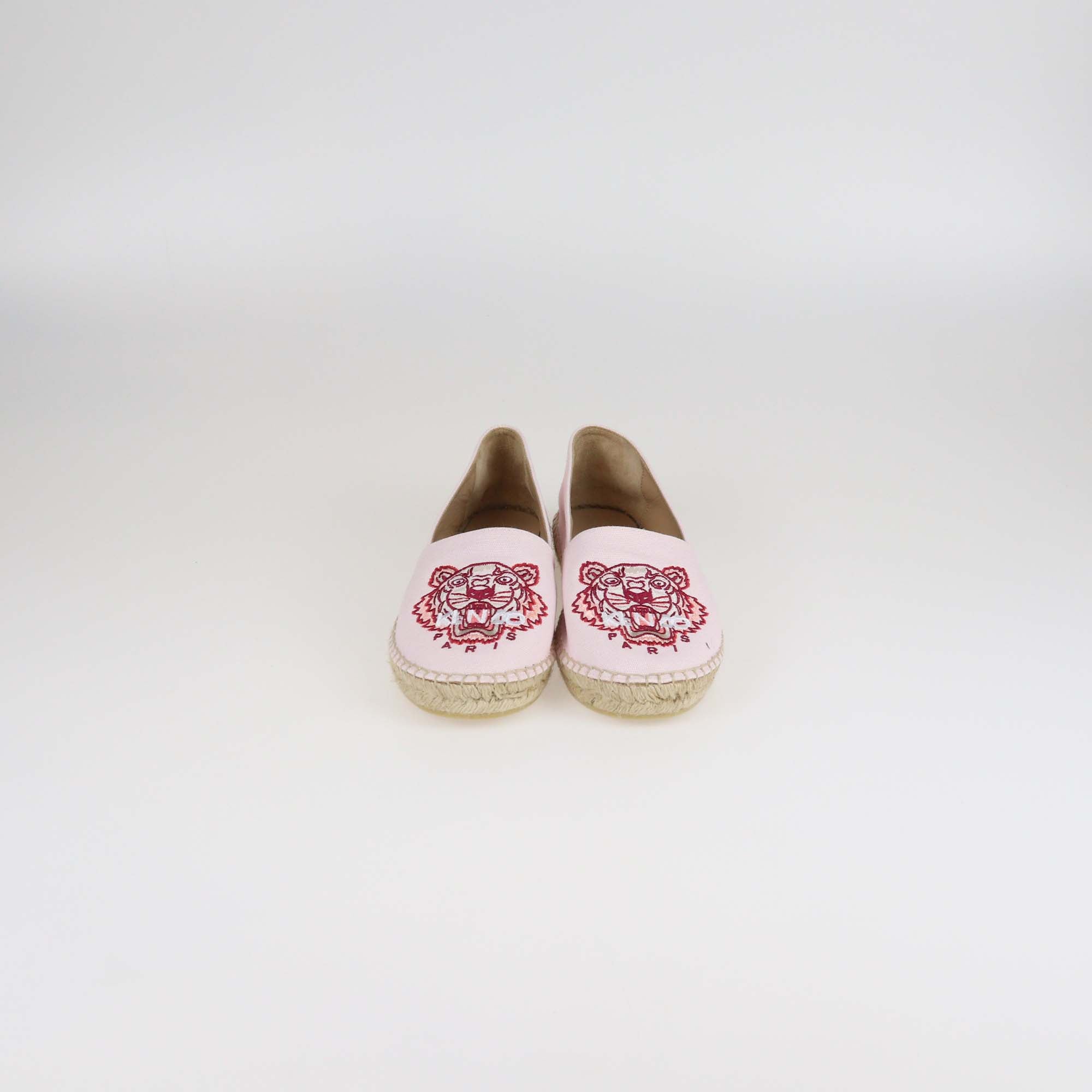 Kenzo Pink Classic Tiger Canvas Espadrille Flats