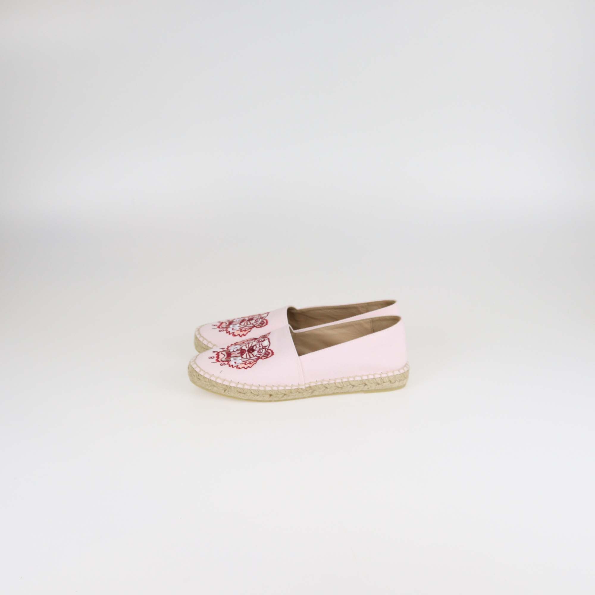 Kenzo Pink Classic Tiger Canvas Espadrille Flats