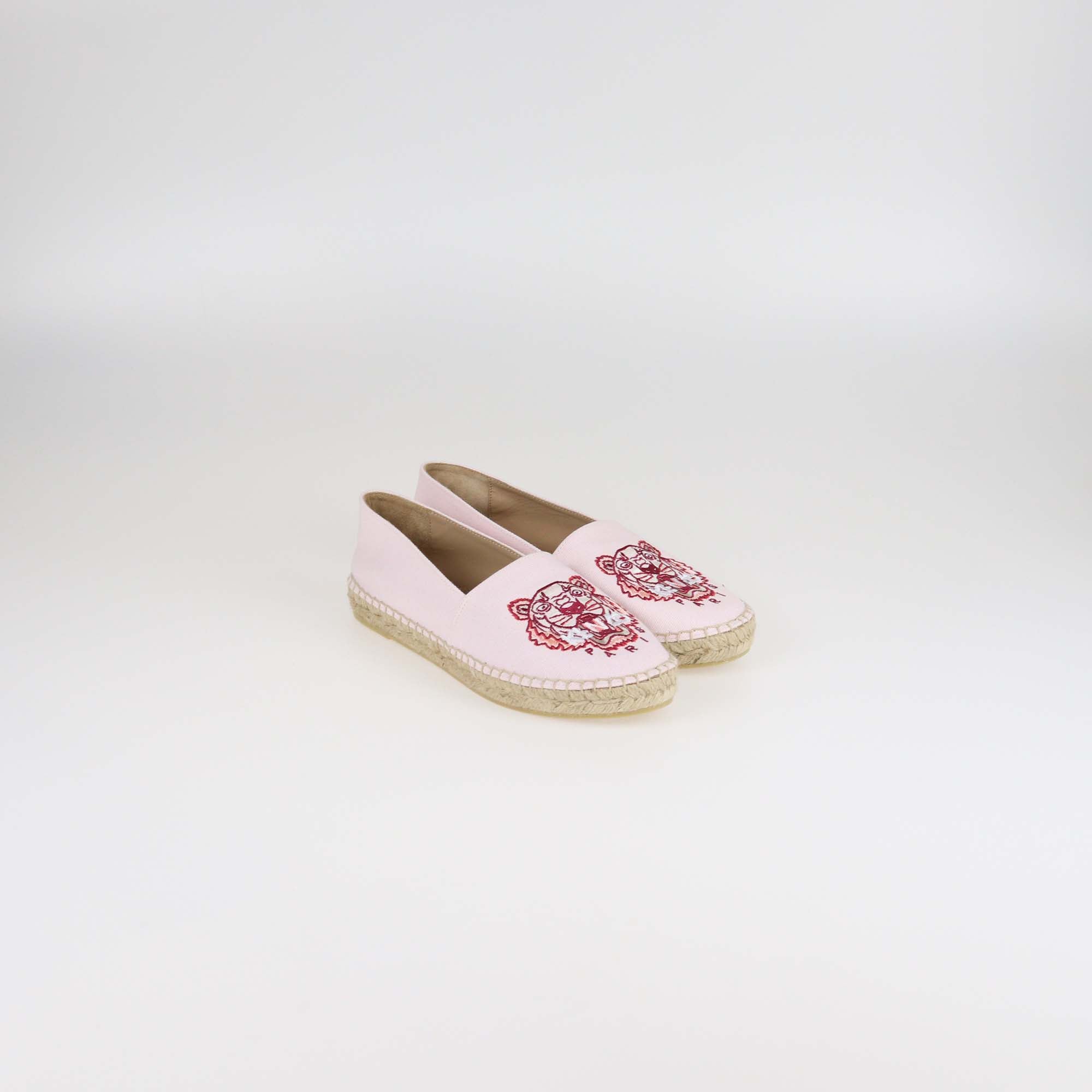 Kenzo Pink Classic Tiger Canvas Espadrille Flats