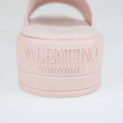 Valentino Pink Rubber Rose Atelier Slide Sandals