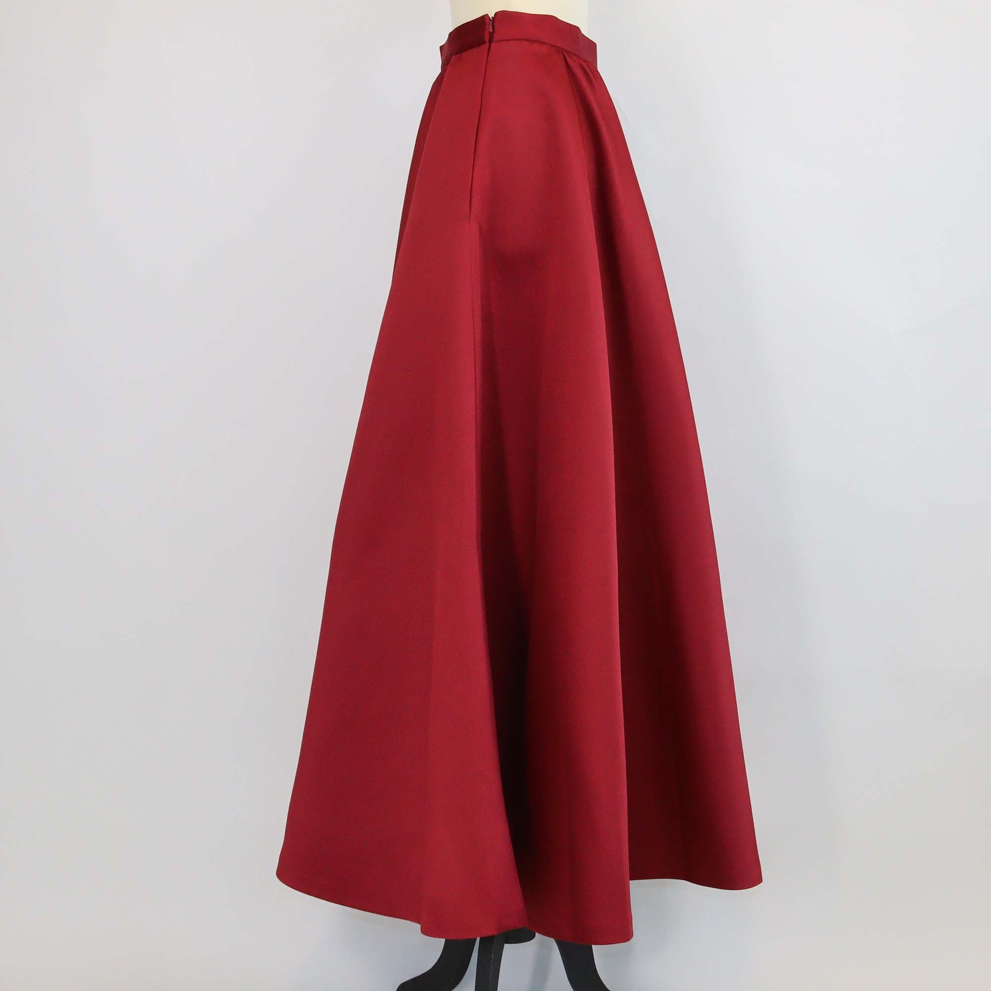 Max Mara Studio Metallic Maroon Jersey Synthetic ABACO Maxi Skirt