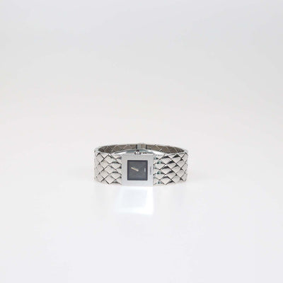 Chanel Black Dial Stainless Steel Quilted Mademoiselle Watch 19 mm