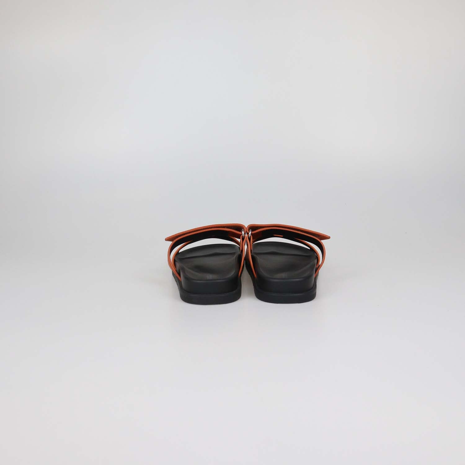 Hermes Orange/Brown Suede Chypre Sandals
