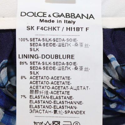 Dolce & Gabbana Blue/White Silk Long Majolica Print Chiffon Skirt
