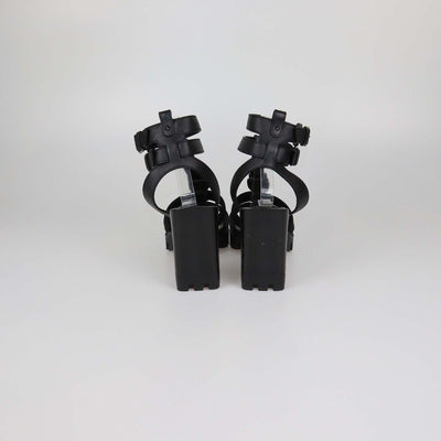Christian Louboutin Black Leather and Suede Rangerissima Lug Platform Sandals