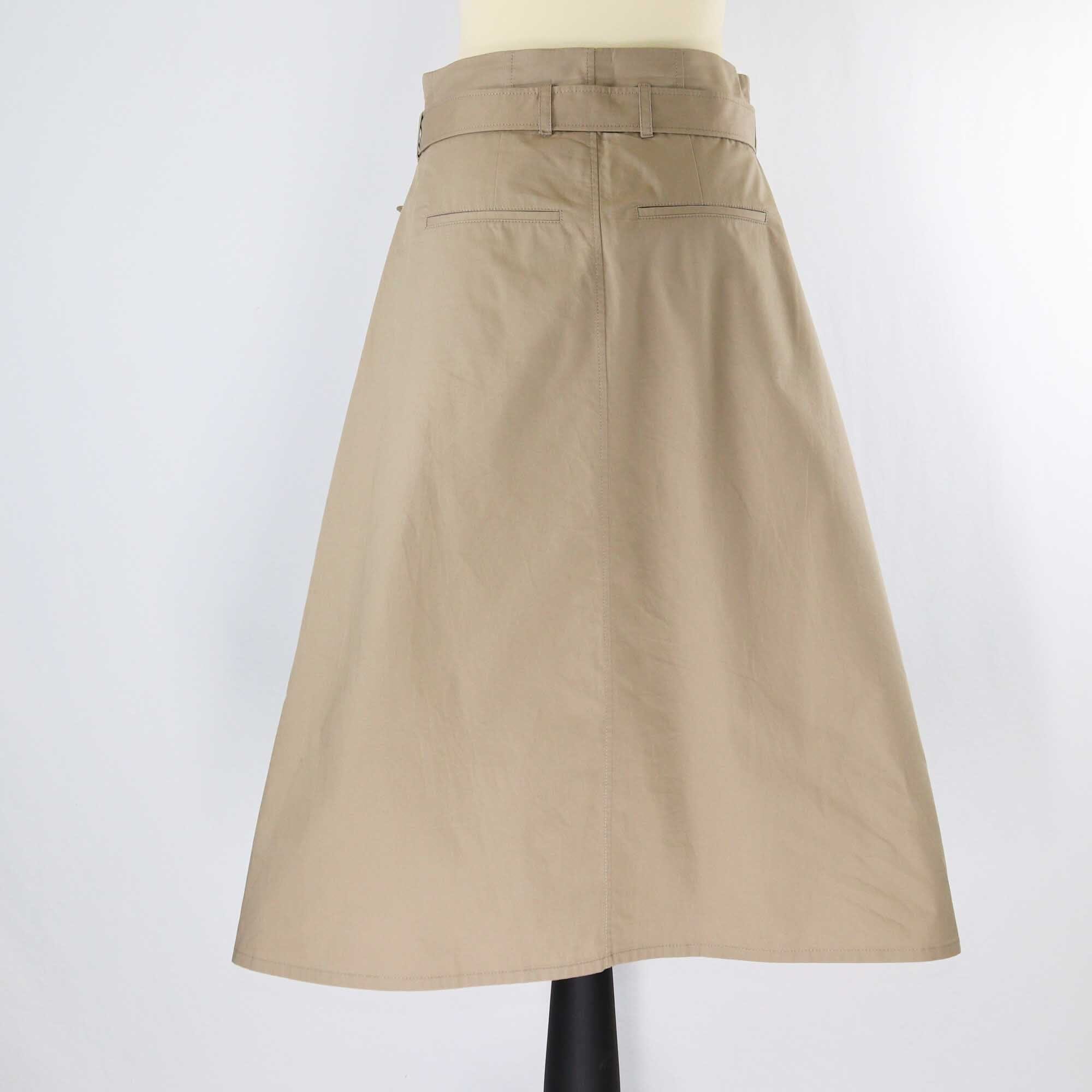 Celine Paris Khaki Belted Midi Skirt Clothing Celine 