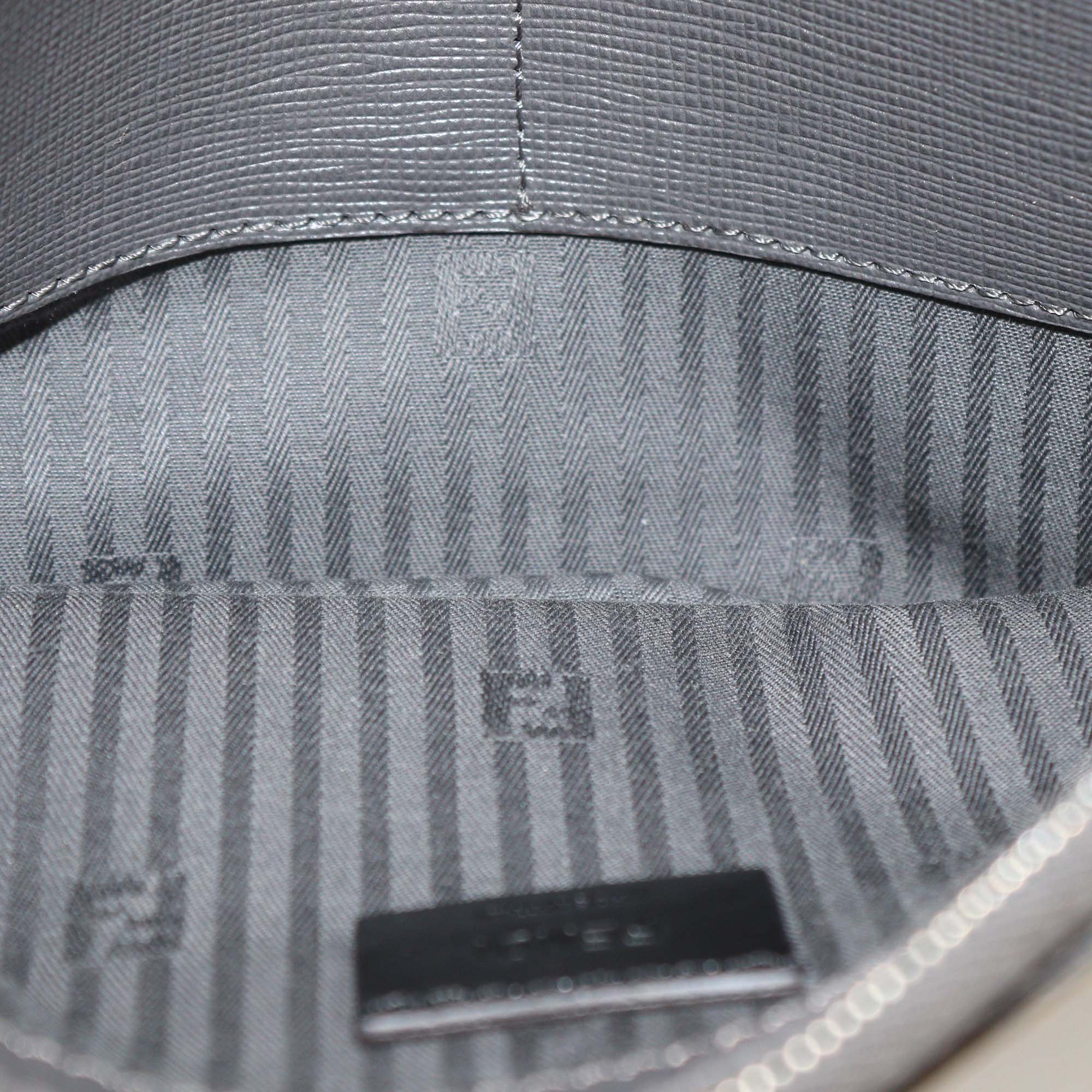 Fendi Grey/Yellow Leather 2Jours Envelope Clutch