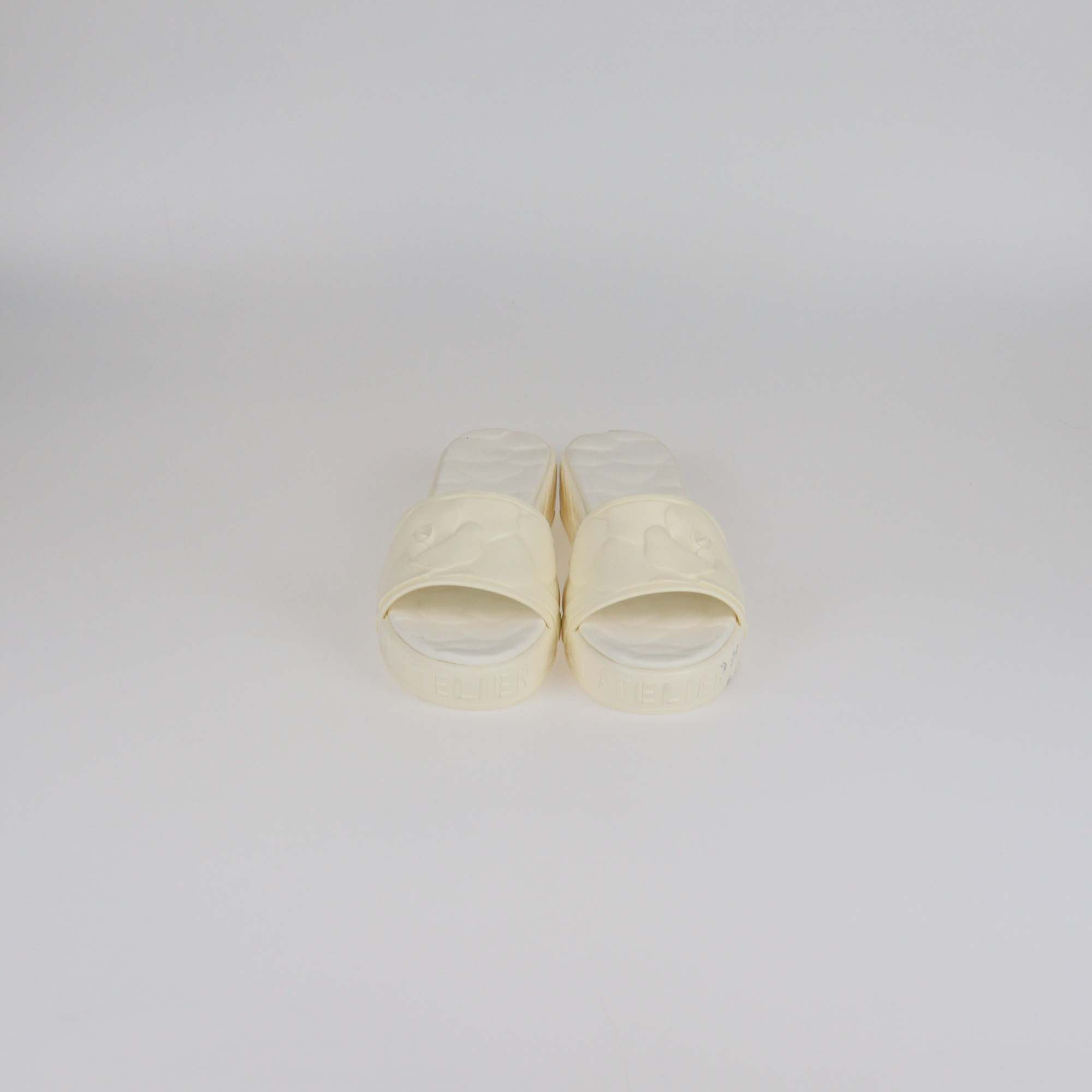 Valentino Cream Rubber Rose Atelier Slide Sandals
