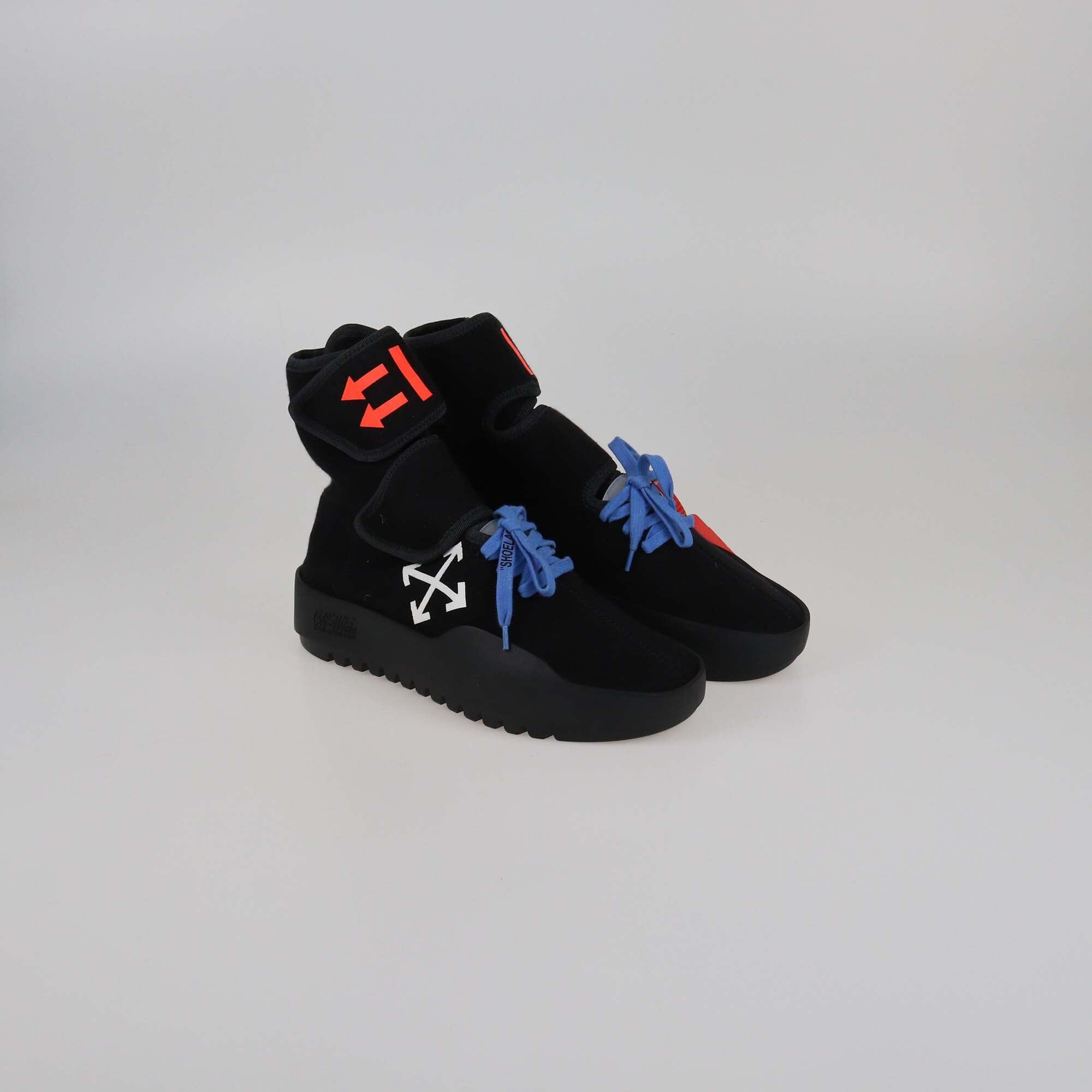 Off-White Black Knit Moto Wrap Velcro Sneakers Mens Off-White 