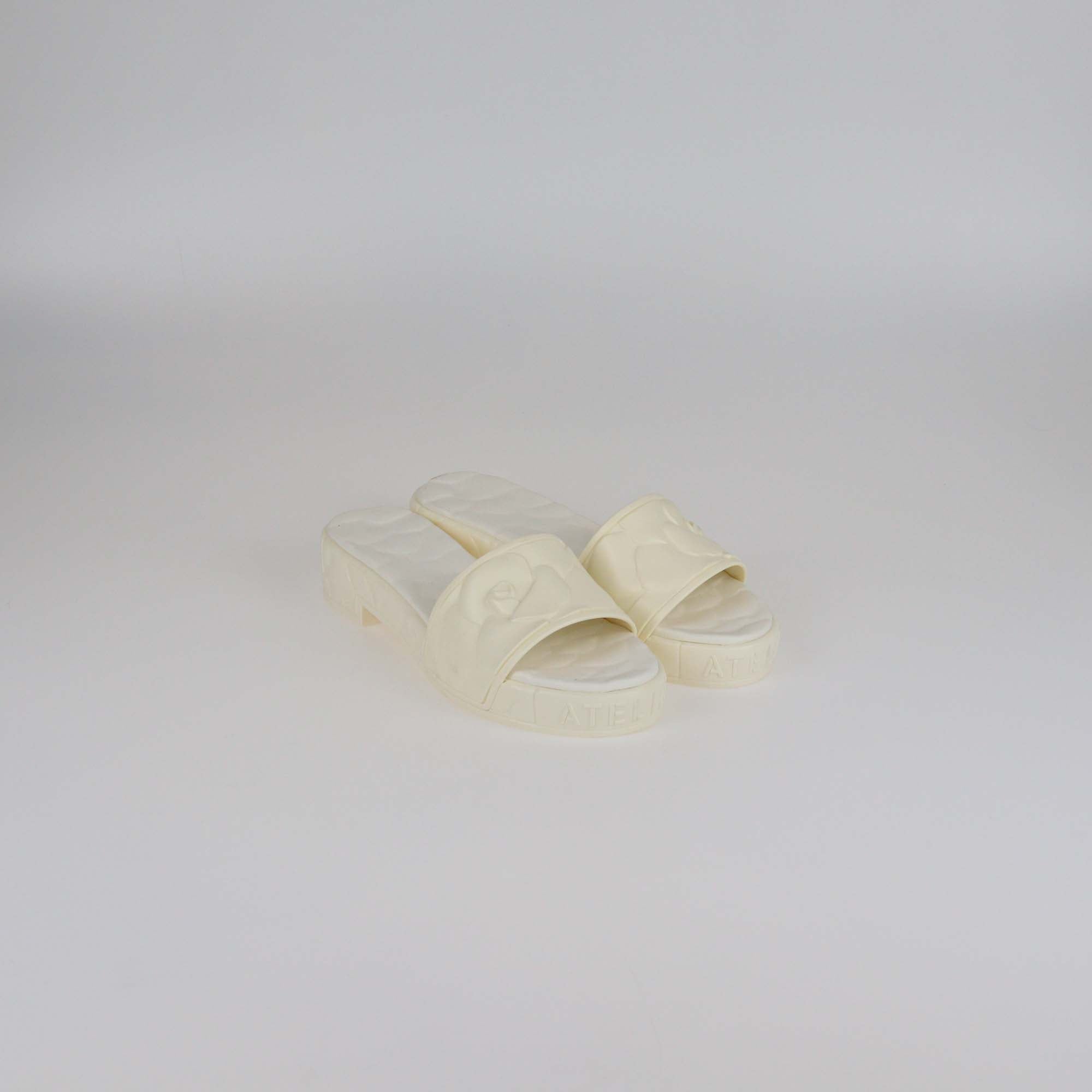 Valentino Cream Rubber Rose Atelier Slide Sandals