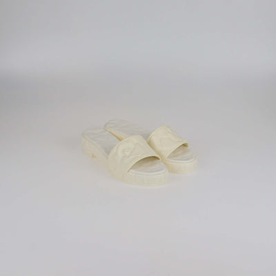 Valentino Cream Rubber Rose Atelier Slide Sandals