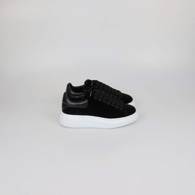 Alexander McQueen Black Velvet Oversized Low Top Sneakers
