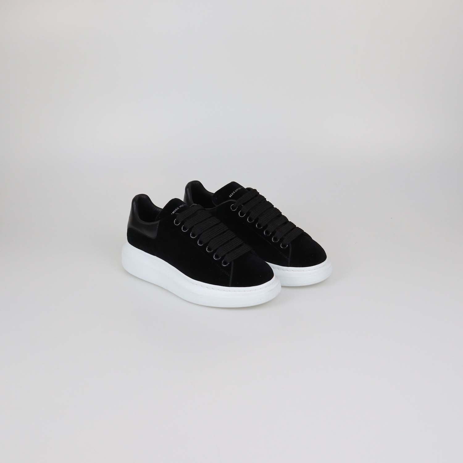 Alexander McQueen Black Velvet Oversized Low Top Sneakers