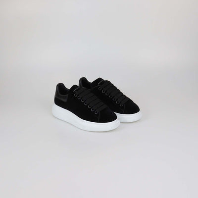 Alexander McQueen Black Velvet Oversized Low Top Sneakers