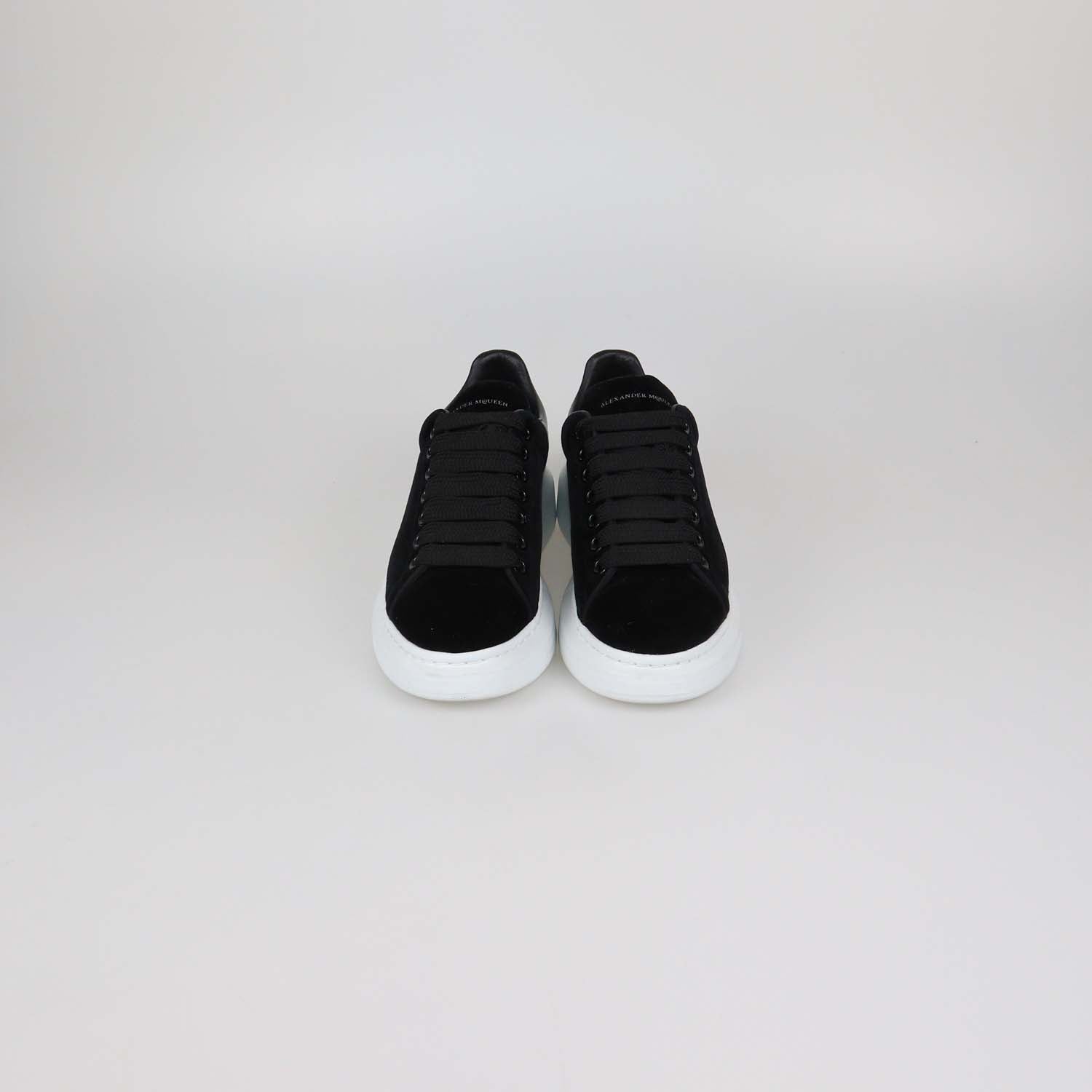 Alexander McQueen Black Velvet Oversized Low Top Sneakers
