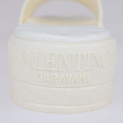 Valentino Cream Rubber Rose Atelier Slide Sandals