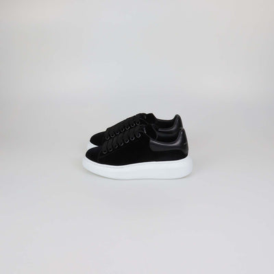 Alexander McQueen Black Velvet Oversized Low Top Sneakers