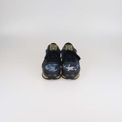 Valentino Multicolor Leather & Denim Star Rockrunner Sneakers