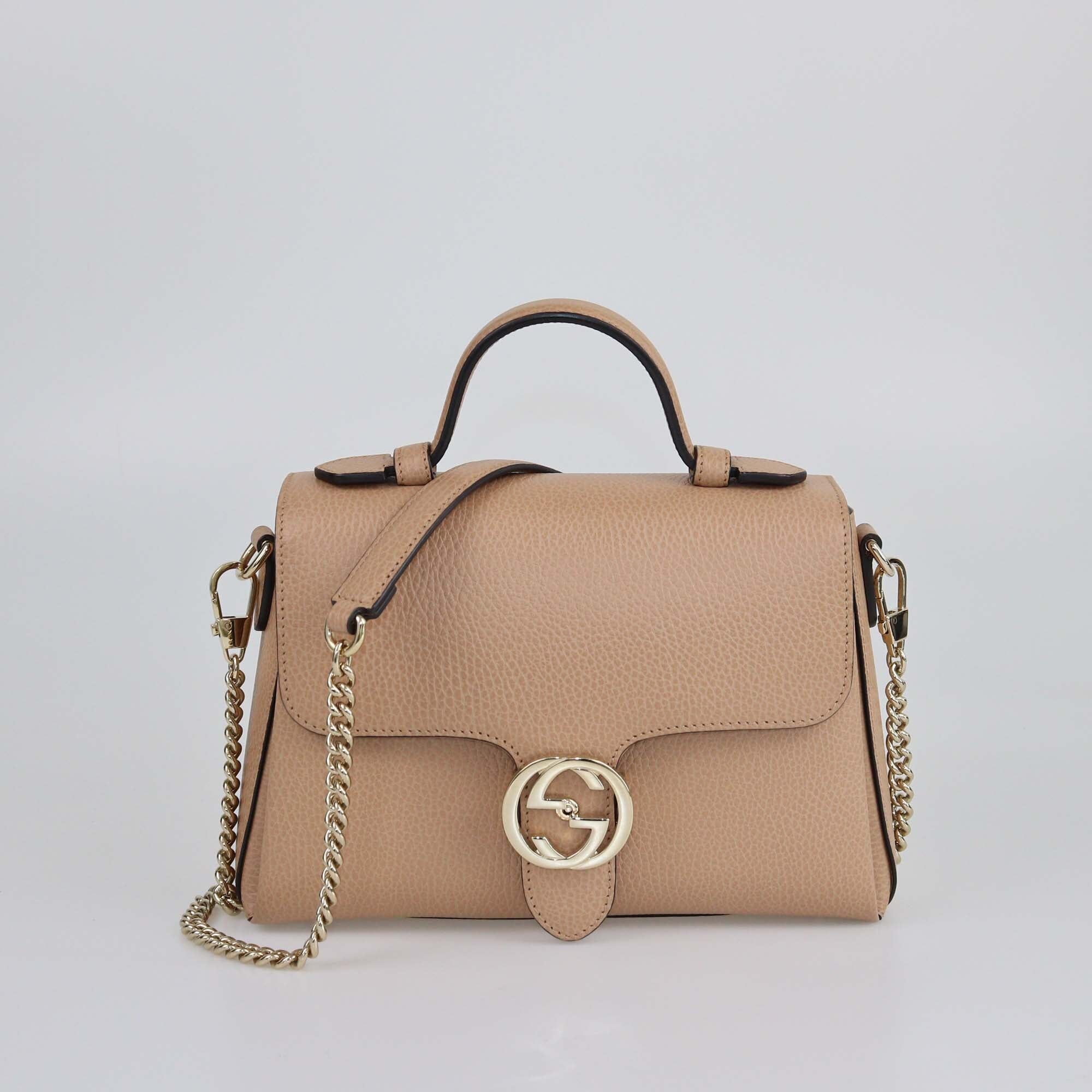 Gucci Beige Dollar Interlocking G Top Handle Bag Womens Gucci 