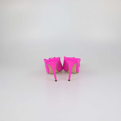 Victoria Beckham Fuchsia Fabric Rose Applique Pointed Toe Mules