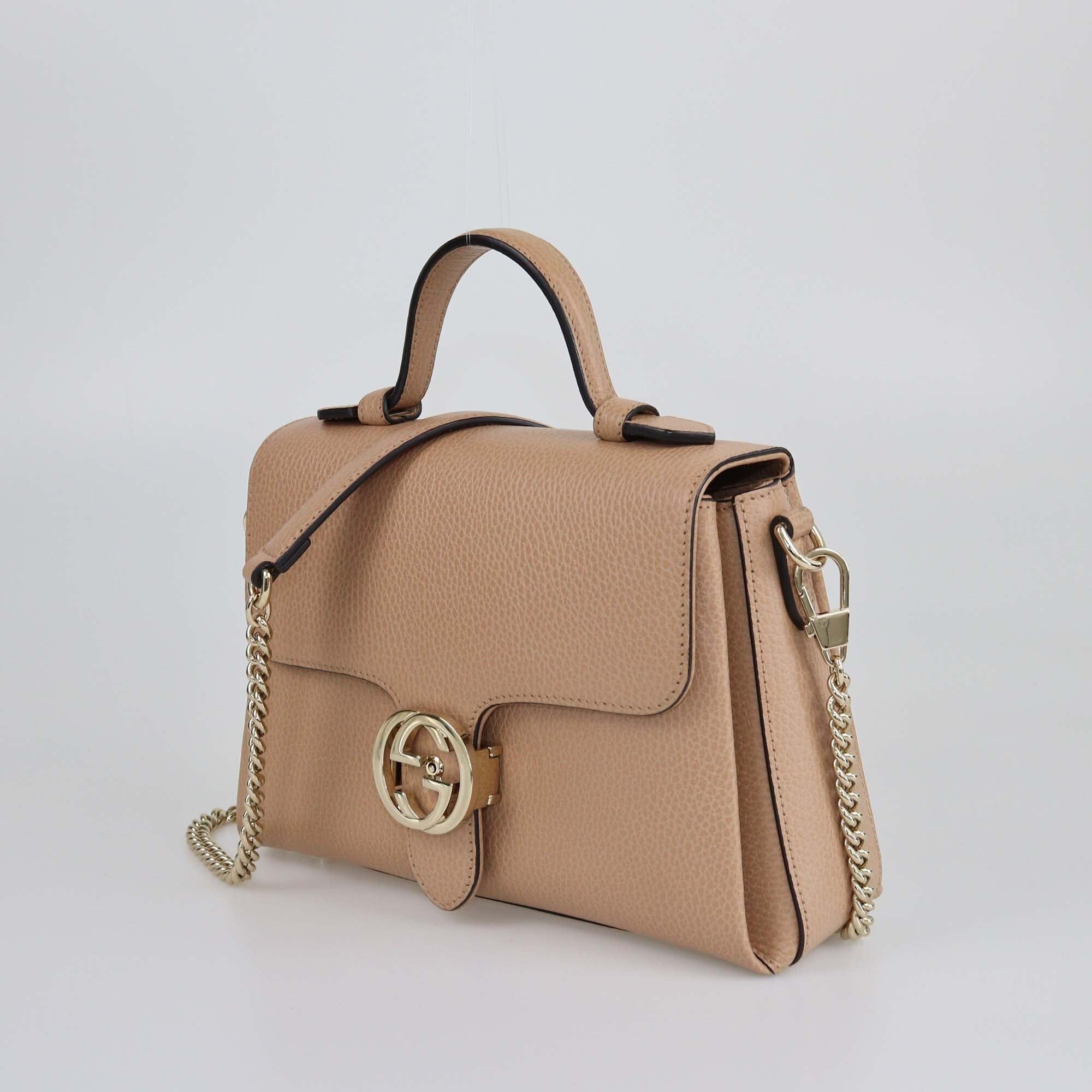 Gucci Beige Dollar Interlocking G Top Handle Bag Womens Gucci 