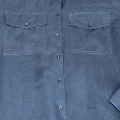 Les 100 Ciels Blue Linen Double Pocket Emilie Shirt & Trouser Set