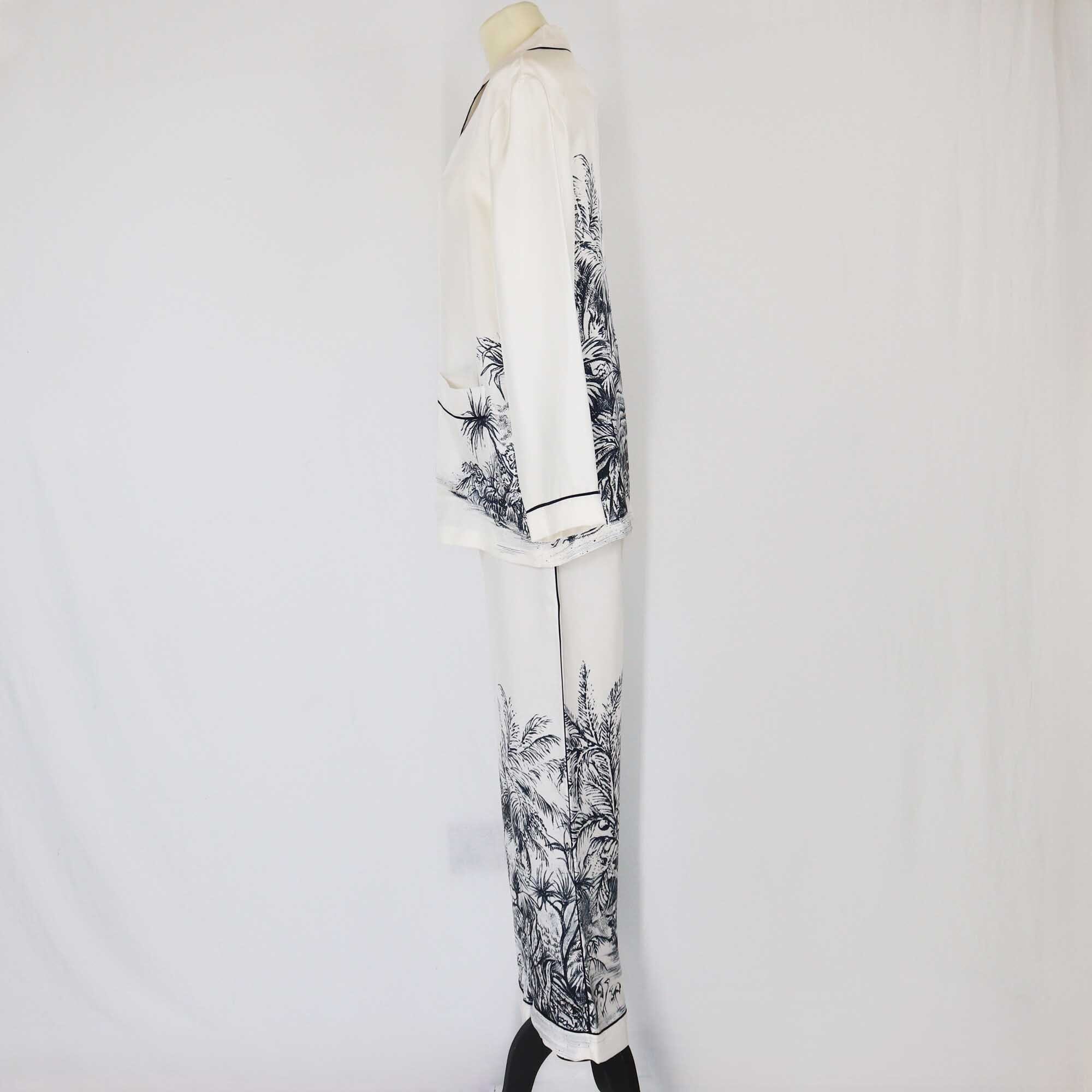 Christian Dior White/Black Tree Print Shirt & Pants Set Clothing Christian Dior 