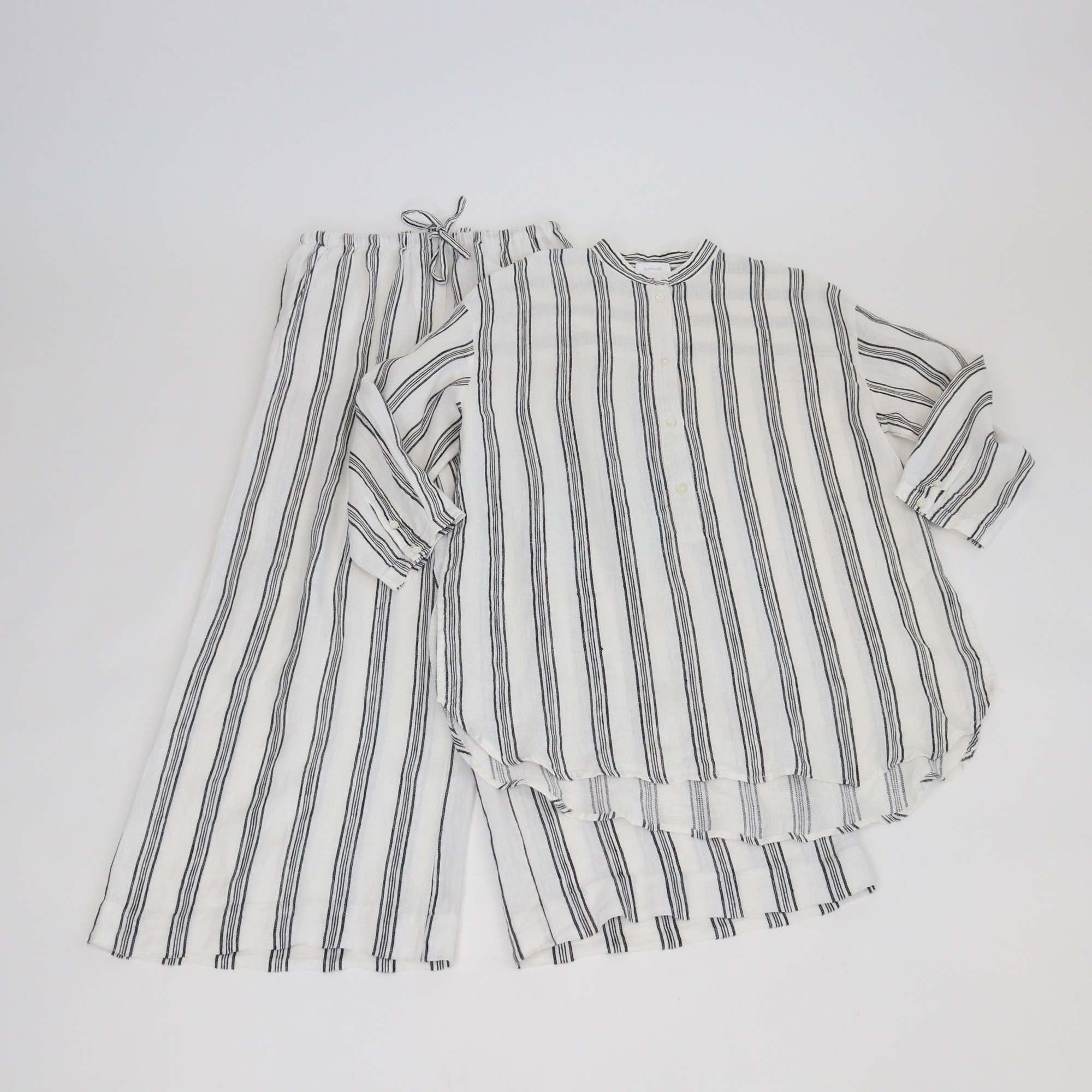 Les 100 Ciels White Linen Kora Long Sleeve Tunic & Trouser Set