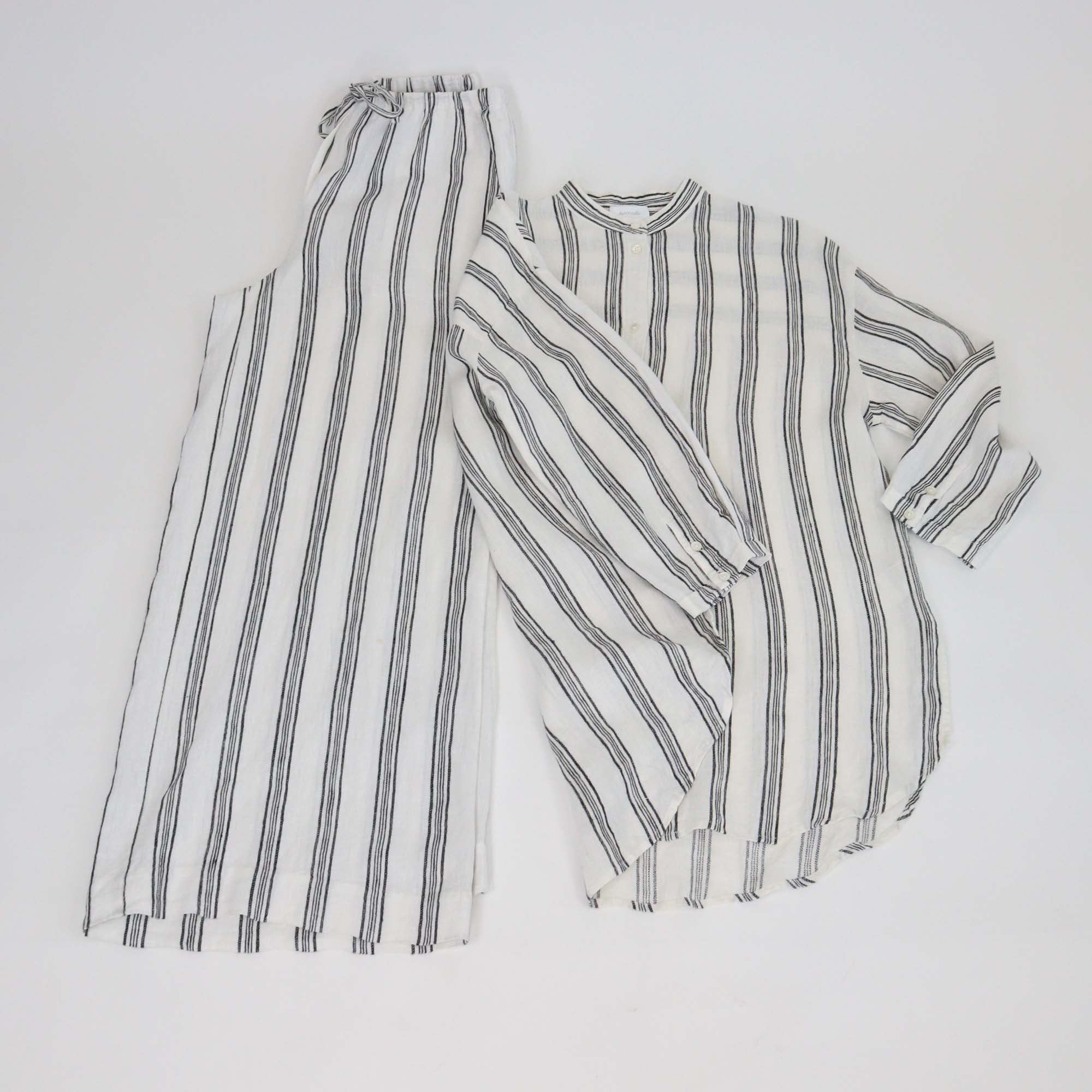 Les 100 Ciels White Linen Kora Long Sleeve Tunic & Trouser Set