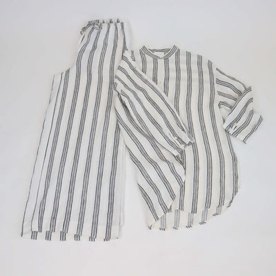Les 100 Ciels White Linen Kora Long Sleeve Tunic & Trouser Set