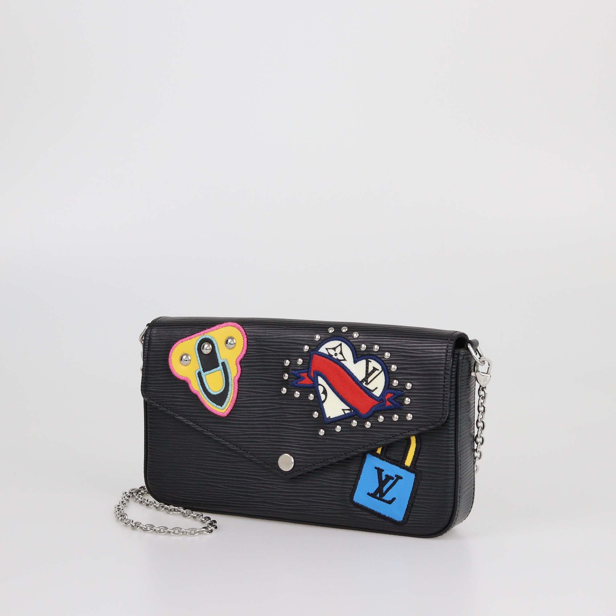 Louis Vuitton Black Epi Patches Felicie Pochette Womens Louis Vuitton 