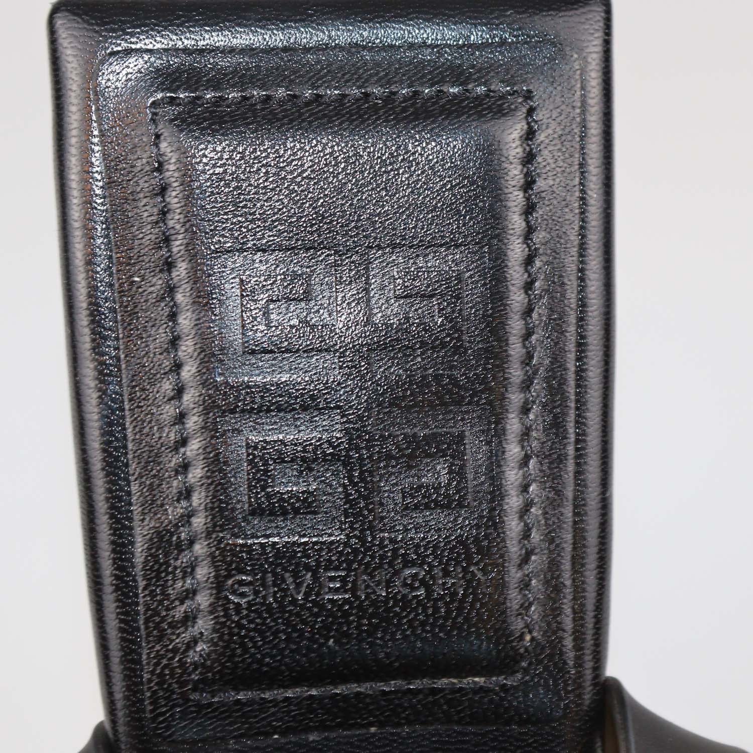 Givenchy Black Leather G Chain Woven Slingback Sandals