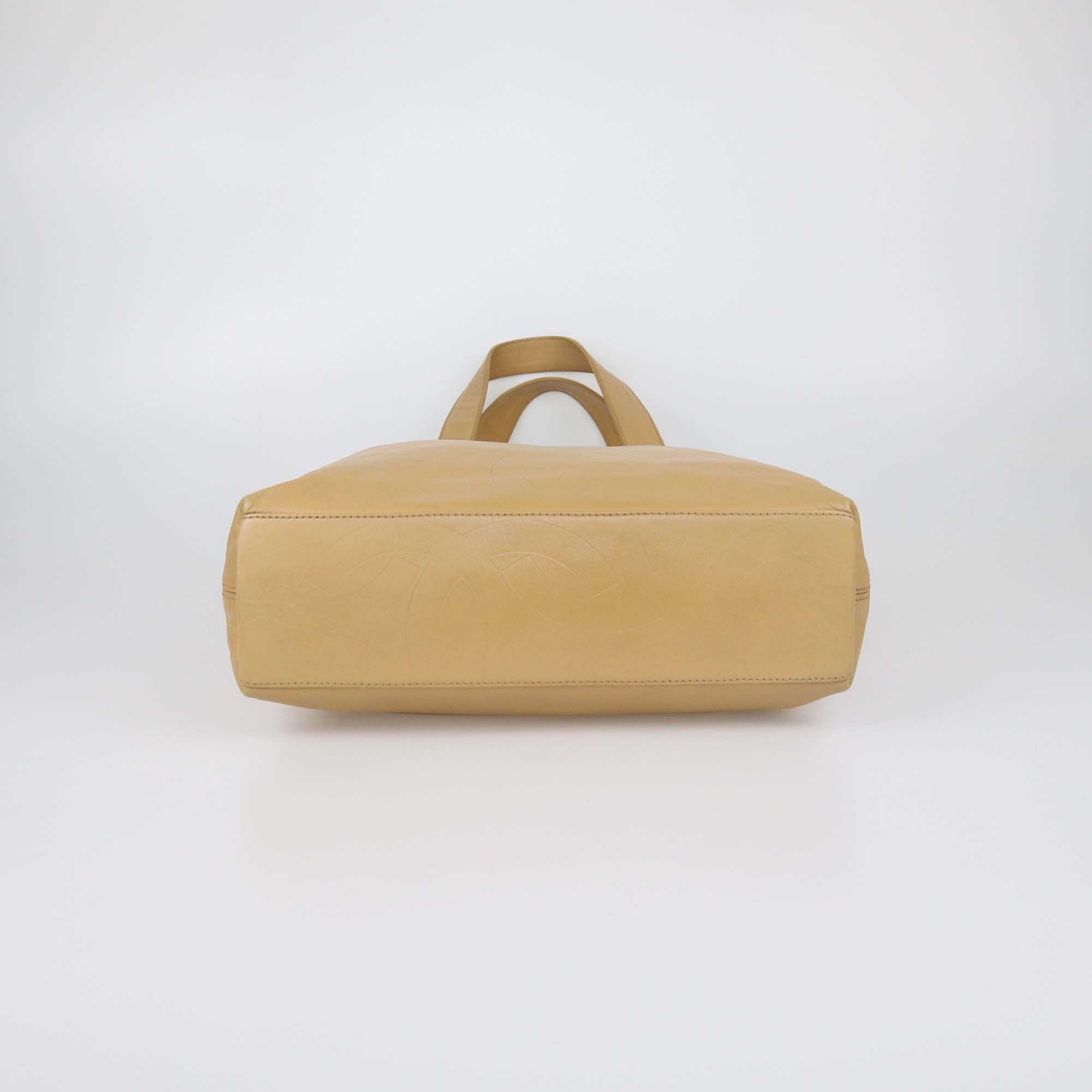 Chanel Caramel Brown Leather CC Embossed Tote