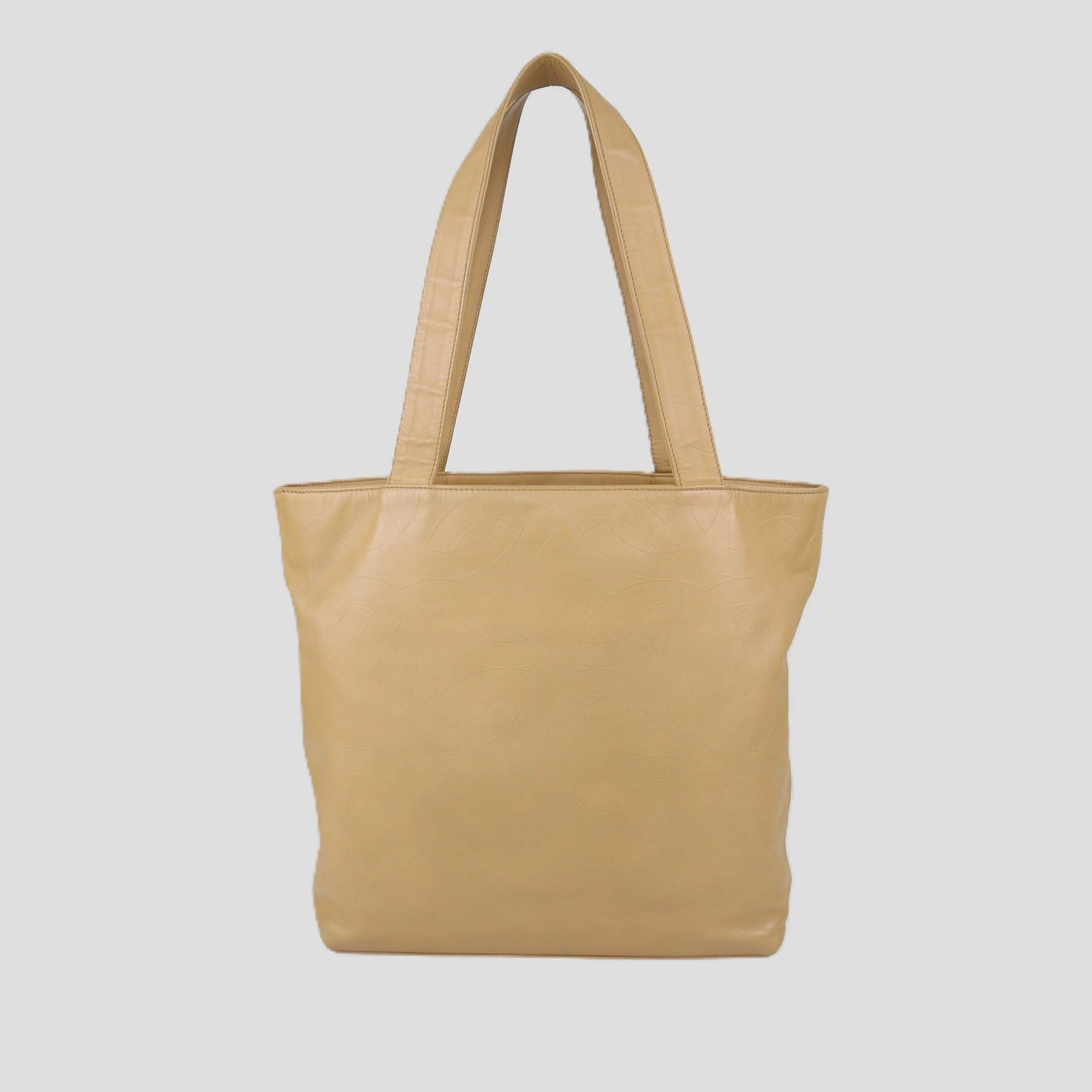 Chanel Caramel Brown Leather CC Embossed Tote