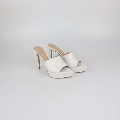 Gianvito Rossi White Leather Betty Platform Mules