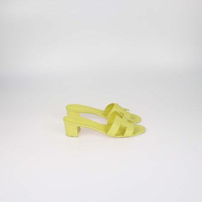 Hermes Lime Epsom Leather Oran Sandals