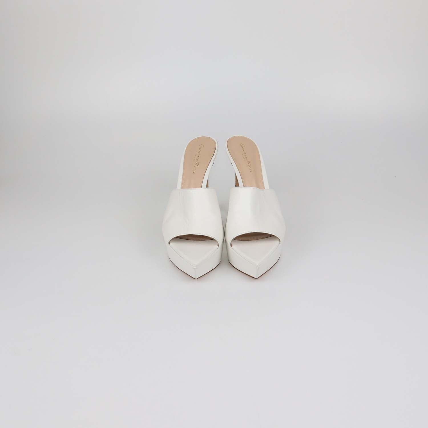 Gianvito Rossi White Leather Betty Platform Mules