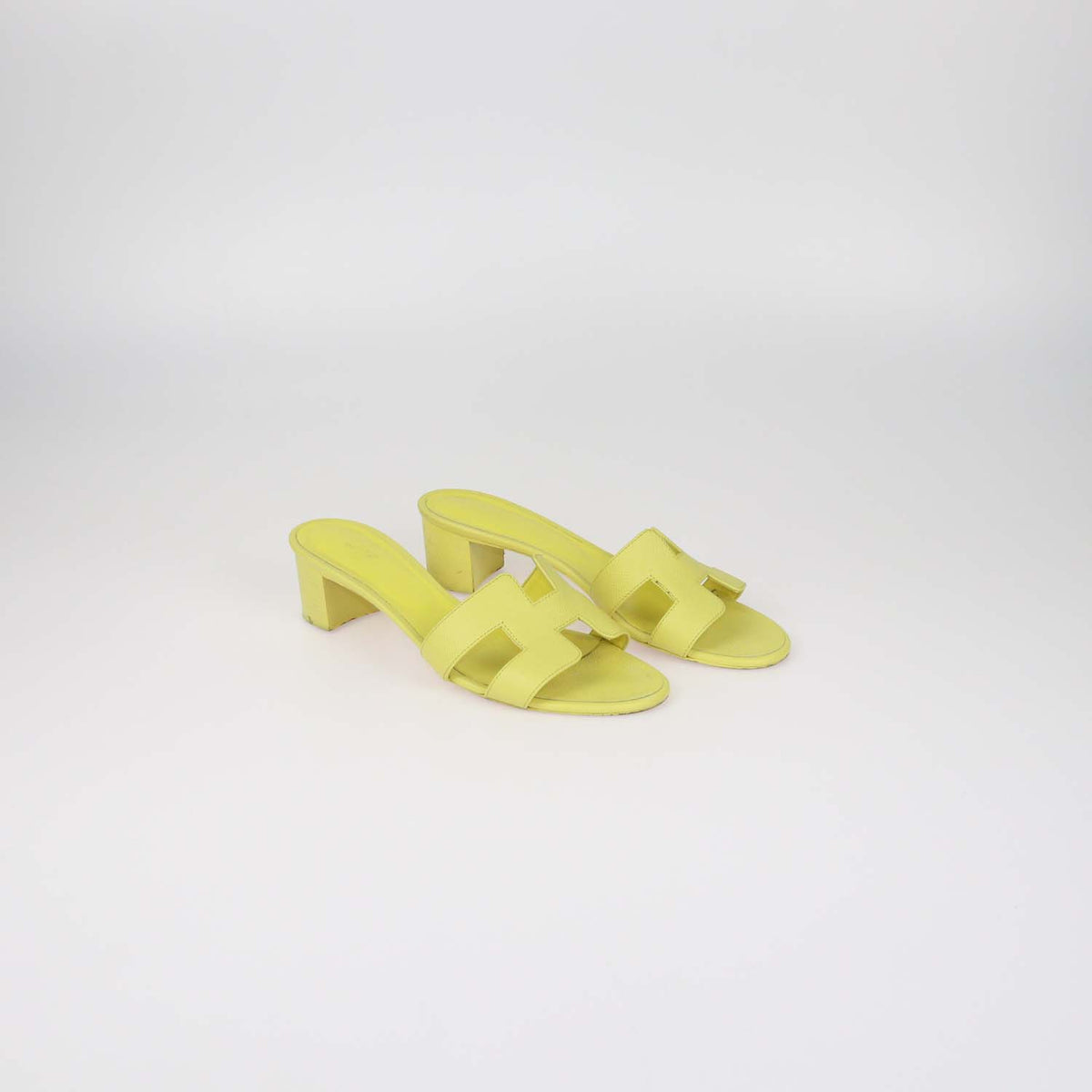 Hermes Lime Epsom Leather Oran Sandals