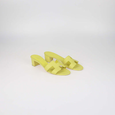 Hermes Lime Epsom Leather Oran Sandals