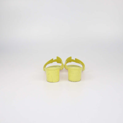 Hermes Lime Epsom Leather Oran Sandals