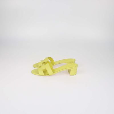 Hermes Lime Epsom Leather Oran Sandals