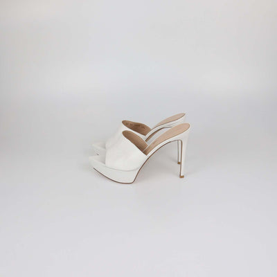 Gianvito Rossi White Leather Betty Platform Mules