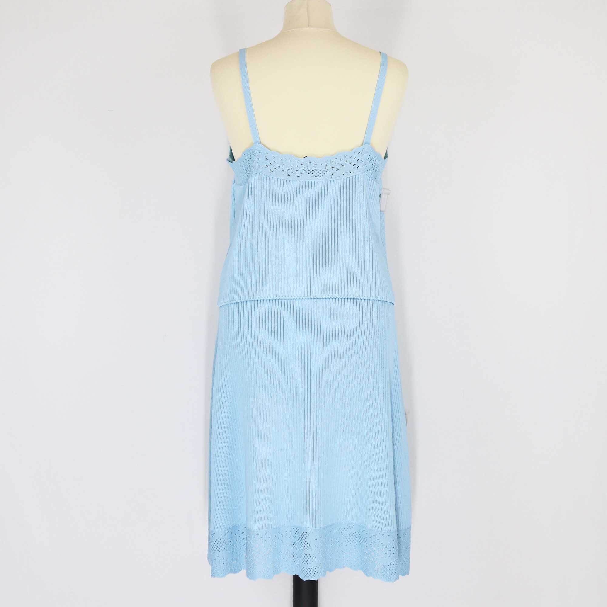 Balenciaga Baby Blue Crop Top & Skirt Set Clothing Balenciaga 